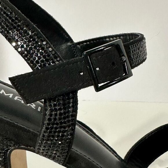 Maripe Leilani Open Toe Ankle Strap Rhinestone Platform Sandals Black | Size 7.5 - Picture 5 of 15